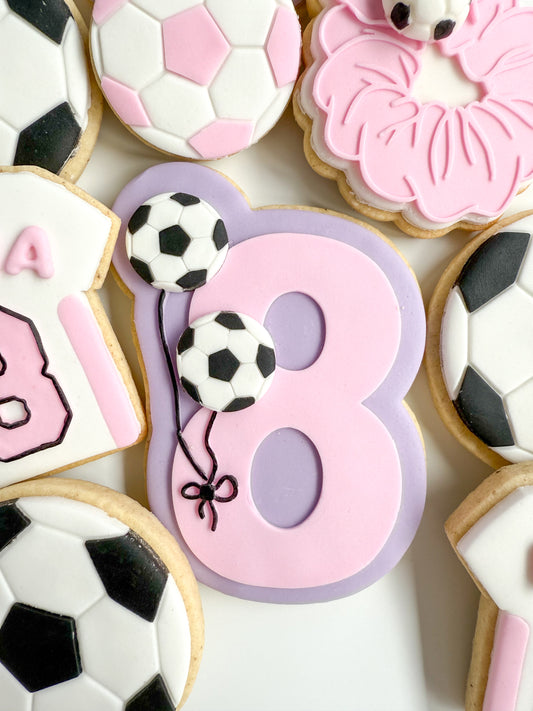 Number Eight with Balloon Strings Cookie Stamp and Cutter
