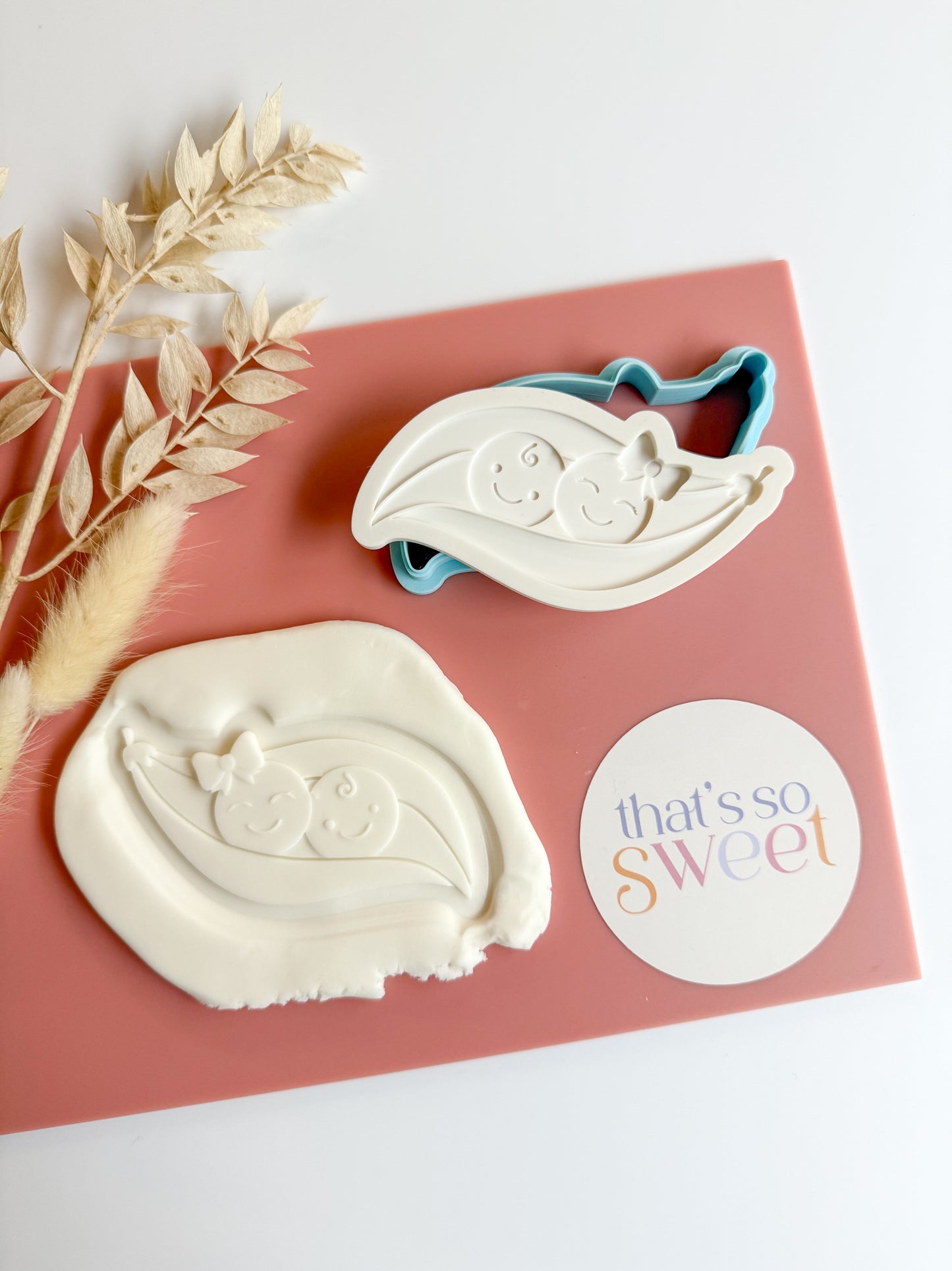 Girl Boy Peas in a pod Cookie Stamp & Cutter