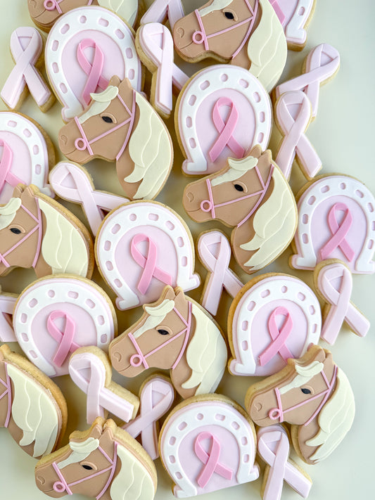 Horse Shoe with Pink Ribbon Stamp and Cutter