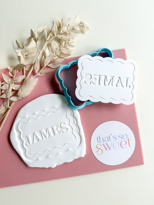 Customised Name Wavy Rectangle Stamp and Cutter