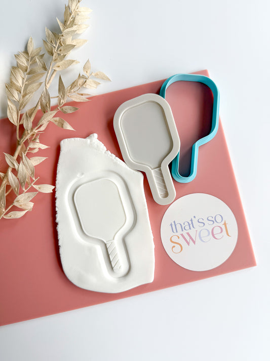 Plain Pickleball Bat Cookie Stamp and Cutter