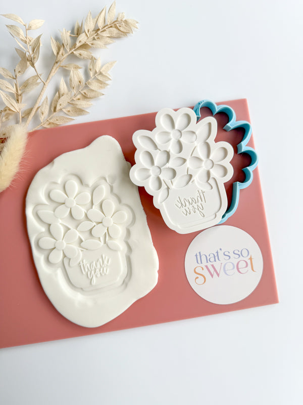 Thank you Daisy Plant Cookie Stamp and Cutter