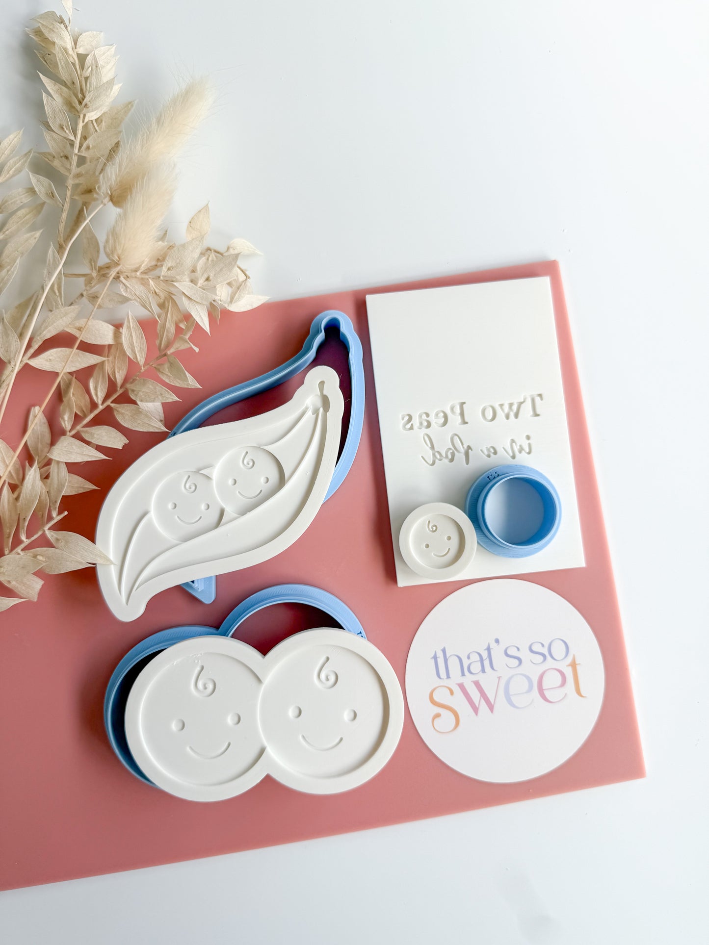 Two Boy Peas in a Pod Cookie Stamp and Cutters Bundle