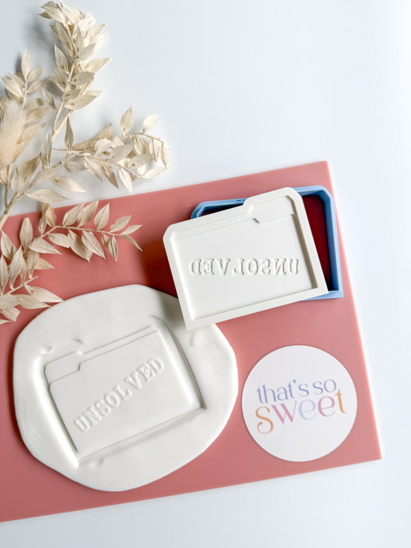 Unsolved Manilla Folder Cookie Stamp and Cutter