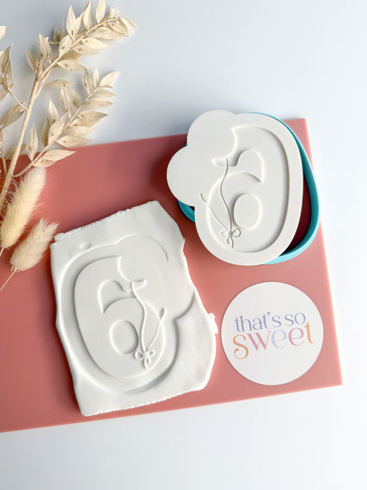 No. 6 with Balloon Strings Cookie Stamp and Cutter