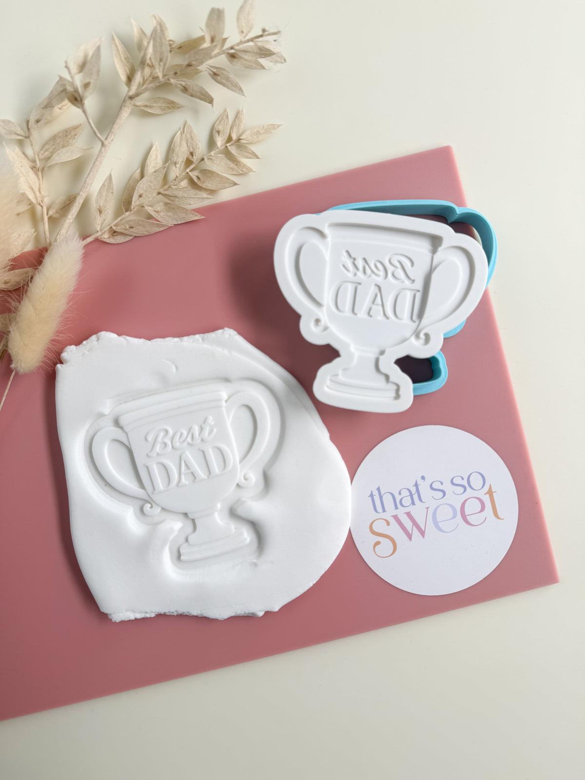 Best Dad Trophy Cookie Stamp and Cutter