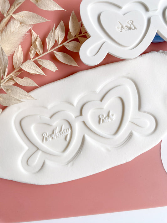 Birthday Babe Heart Glasses Stamp and Cutter