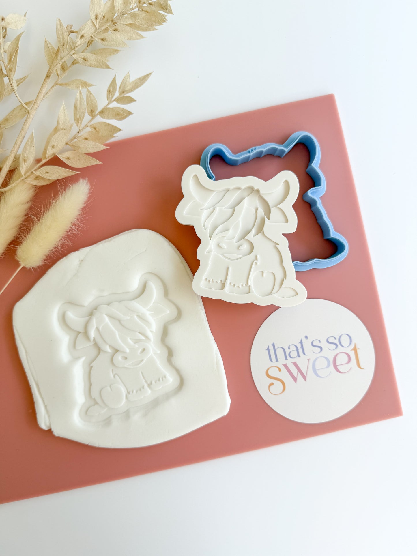 Full Body Highland Cow Cookie Stamp and Cutter