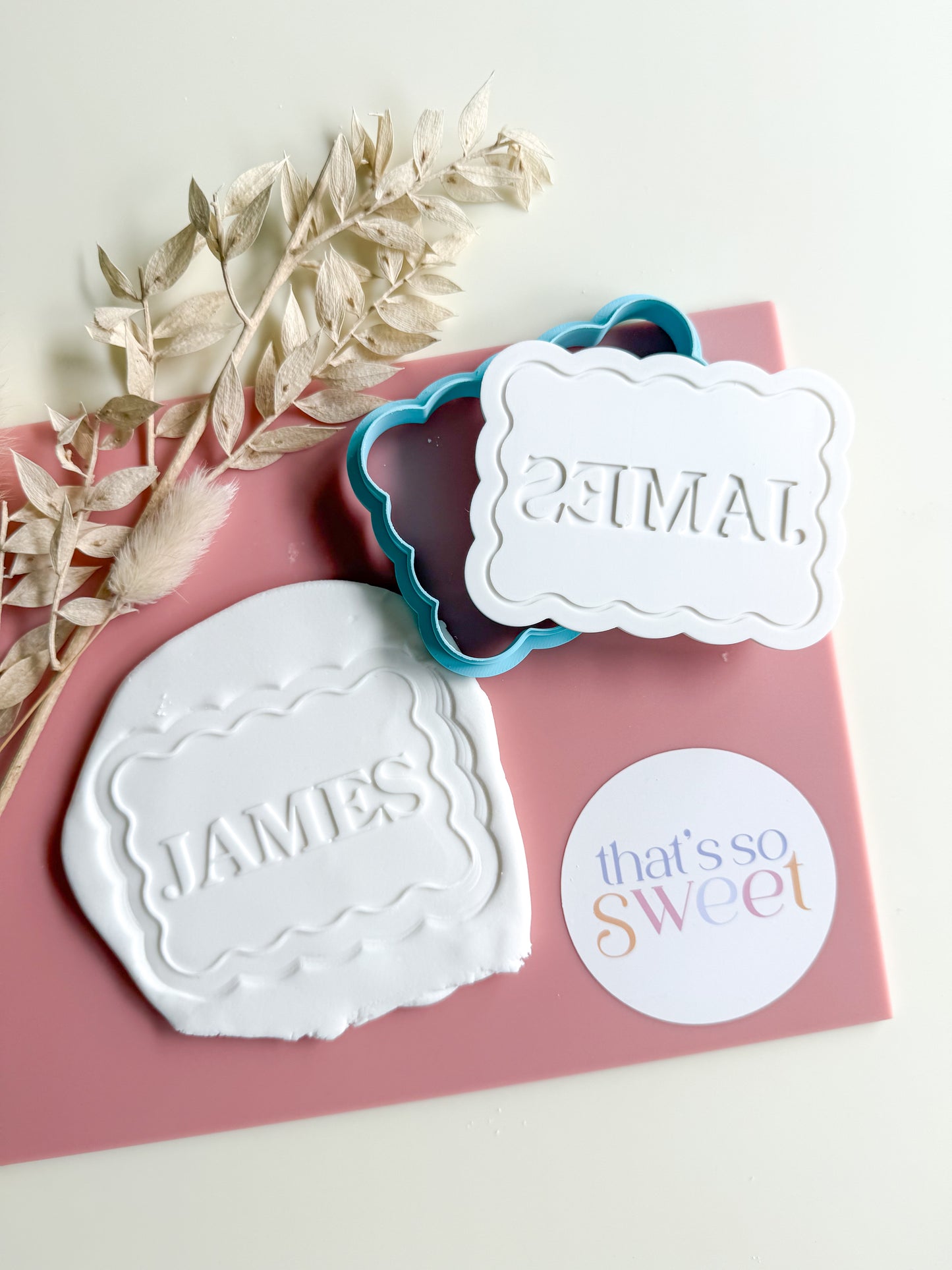 Customised Name Wavy Rectangle Stamp and Cutter