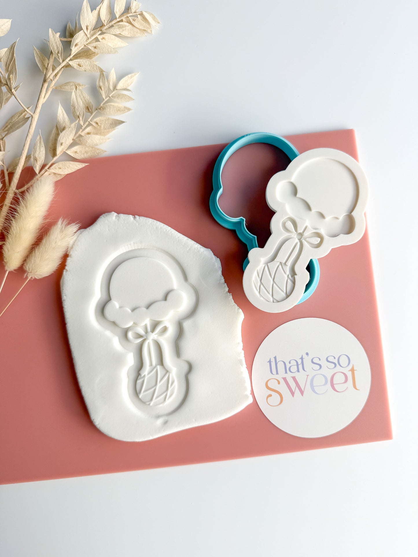 Ice Cream Baby Rattle Cookie Stamp and Cutter
