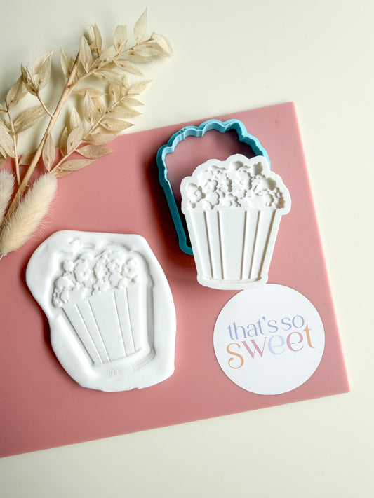 Mini Popcorn Container Cookie Stamp and Cutter