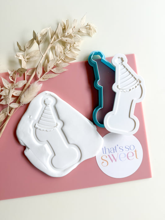 One with Party Hat Cookie Stamp and Cutter