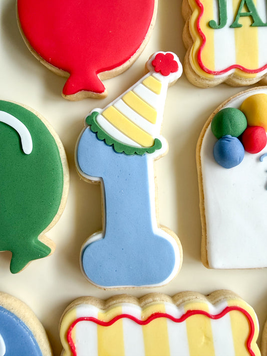 One with Party Hat Decorated Cookie