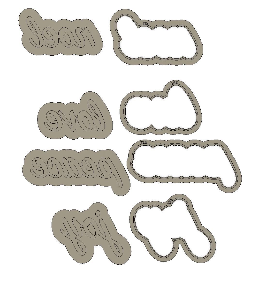 Joy, Love, Peace and Noel Stamps and Cutters