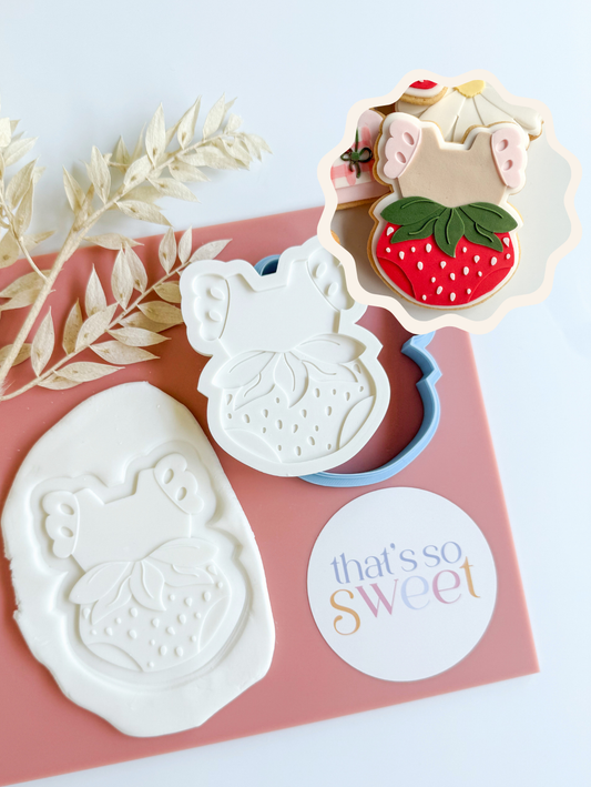 Strawberry Romper Cookie Stamp and Cutter