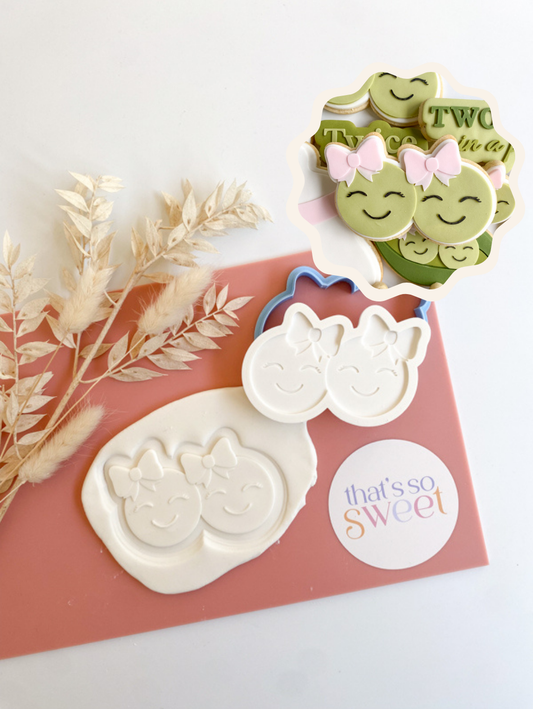 Two Girl Peas Cookie Stamp and Cutter