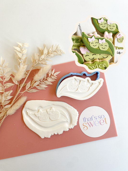 Two Girl Peas in a Pod Cookie Stamp and Cutter