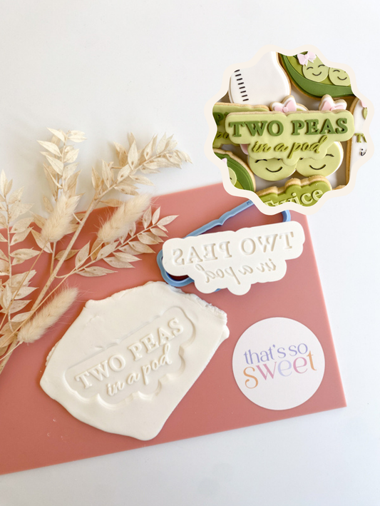 Two Peas in a Pod Text Cookie Stamp and Cutter